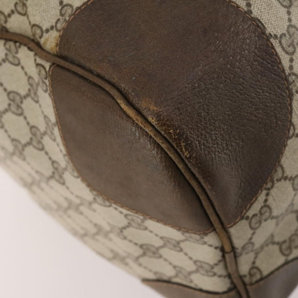 GUCCI GG Supreme Web Sherry Line Boston Bag PVC Beige Gold Red Auth YKZ109A