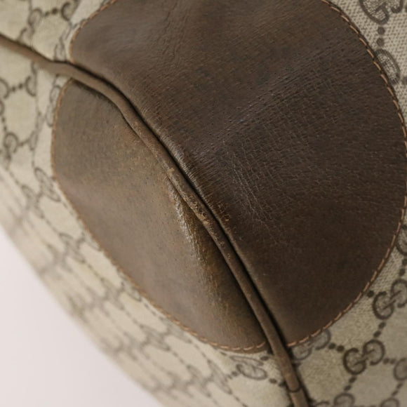 GUCCI GG Supreme Web Sherry Line Boston Bag PVC Beige Gold Red Auth YKZ109A