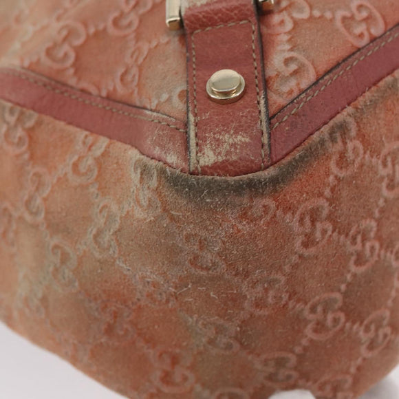 GUCCI GG Canvas Abbey Tote Bag Suede Pink Gold 141472 Auth YKZ110
