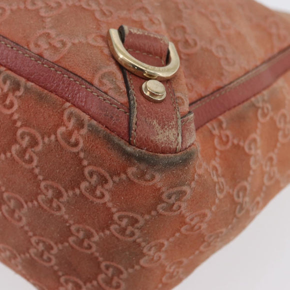 GUCCI GG Canvas Abbey Tote Bag Suede Pink Gold 141472 Auth YKZ110