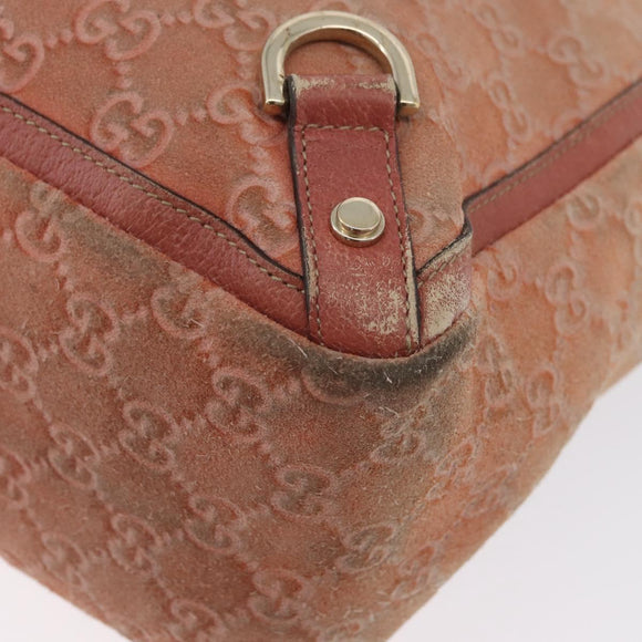 GUCCI GG Canvas Abbey Tote Bag Suede Pink Gold 141472 Auth YKZ110