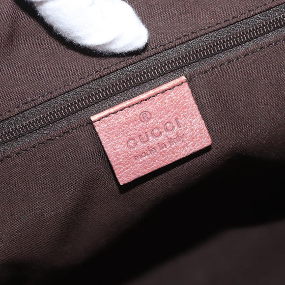 GUCCI GG Canvas Abbey Tote Bag Suede Pink Gold 141472 Auth YKZ110