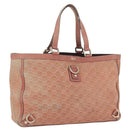 GUCCI GG Canvas Abbey Tote Bag Suede Pink Gold 141472 Auth YKZ110-1