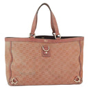 GUCCI GG Canvas Abbey Tote Bag Suede Pink Gold 141472 Auth YKZ110-13