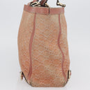 GUCCI GG Canvas Abbey Tote Bag Suede Pink Gold 141472 Auth YKZ110-4