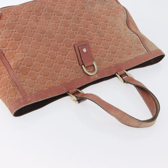 GUCCI GG Canvas Abbey Tote Bag Suede Pink Gold 141472 Auth YKZ110