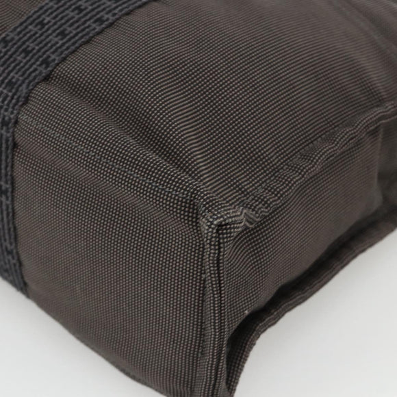 HERMES Her Line MM Hand Bag Canvas Gray Auth YKZ1100