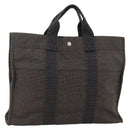 HERMES Her Line MM Hand Bag Canvas Gray Auth YKZ1100-1
