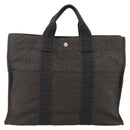 HERMES Her Line MM Hand Bag Canvas Gray Auth YKZ1100-13