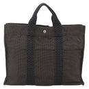 HERMES Her Line MM Hand Bag Canvas Gray Auth YKZ1100-2
