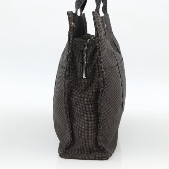 HERMES Her Line MM Hand Bag Canvas Gray Auth YKZ1100