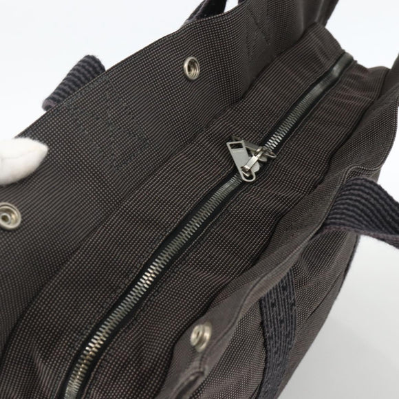 HERMES Her Line MM Hand Bag Canvas Gray Auth YKZ1100