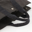 HERMES Her Line MM Hand Bag Canvas Gray Auth YKZ1100-7