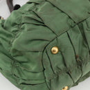 PRADA Hand Bag Nylon 2way Green Gold Auth YKZ1101-15