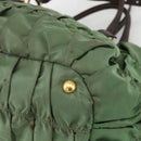 PRADA Hand Bag Nylon 2way Green Gold Auth YKZ1101-16