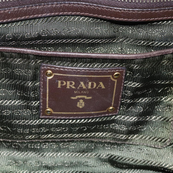 PRADA Hand Bag Nylon 2way Green Gold Auth YKZ1101