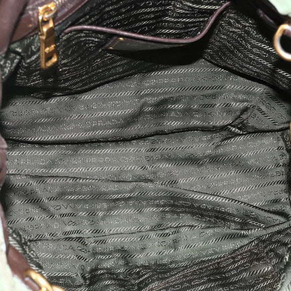 PRADA Hand Bag Nylon 2way Green Gold Auth YKZ1101