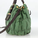 PRADA Hand Bag Nylon 2way Green Gold Auth YKZ1101-4