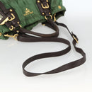 PRADA Hand Bag Nylon 2way Green Gold Auth YKZ1101-9
