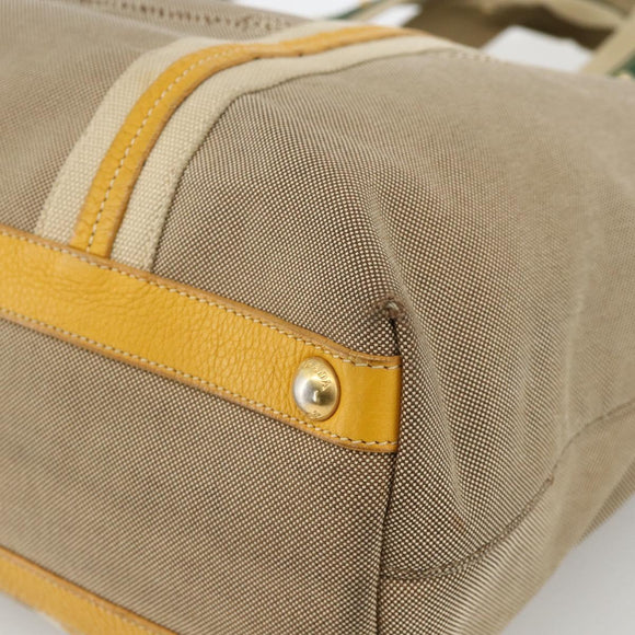 PRADA Tote Bag Canvas 2way Beige Gold Auth YKZ1102