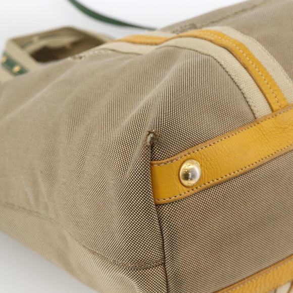 PRADA Tote Bag Canvas 2way Beige Gold Auth YKZ1102