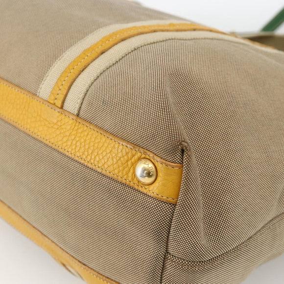 PRADA Tote Bag Canvas 2way Beige Gold Auth YKZ1102