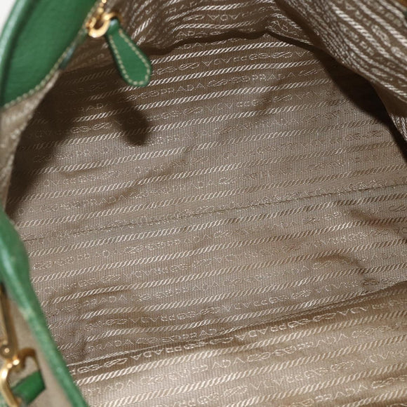 PRADA Tote Bag Canvas 2way Beige Gold Auth YKZ1102