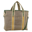 PRADA Tote Bag Canvas 2way Beige Gold Auth YKZ1102-1
