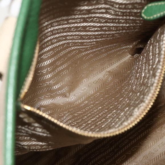 PRADA Tote Bag Canvas 2way Beige Gold Auth YKZ1102
