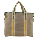 PRADA Tote Bag Canvas 2way Beige Gold Auth YKZ1102-13