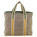 PRADA Tote Bag Canvas 2way Beige Gold Auth YKZ1102-2