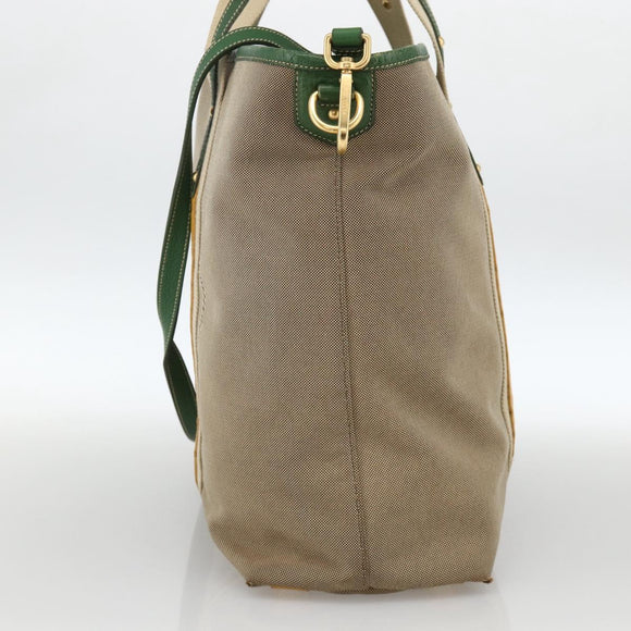 PRADA Tote Bag Canvas 2way Beige Gold Auth YKZ1102