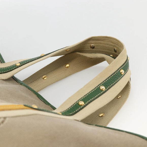 PRADA Tote Bag Canvas 2way Beige Gold Auth YKZ1102