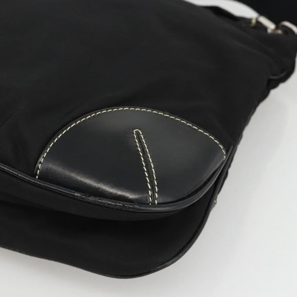 PRADA Shoulder Bag Nylon Black Silver Auth YKZ1103
