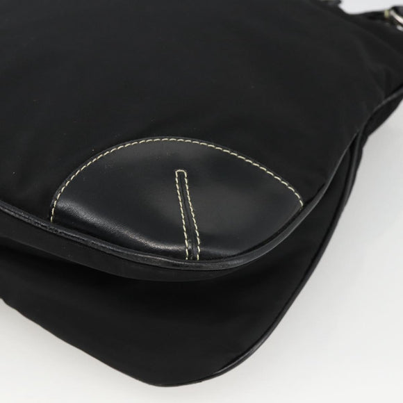 PRADA Shoulder Bag Nylon Black Silver Auth YKZ1103