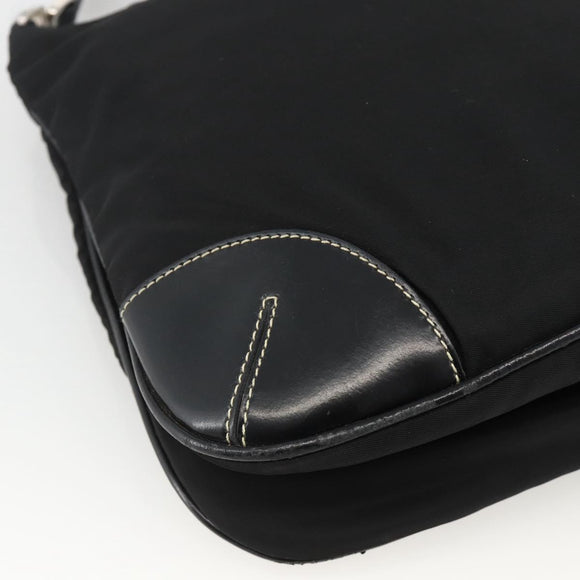 PRADA Shoulder Bag Nylon Black Silver Auth YKZ1103