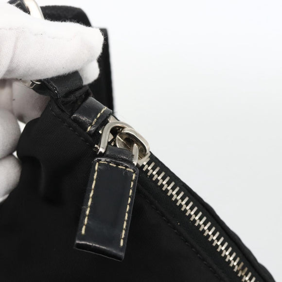 PRADA Shoulder Bag Nylon Black Silver Auth YKZ1103