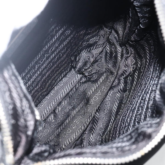 PRADA Shoulder Bag Nylon Black Silver Auth YKZ1103