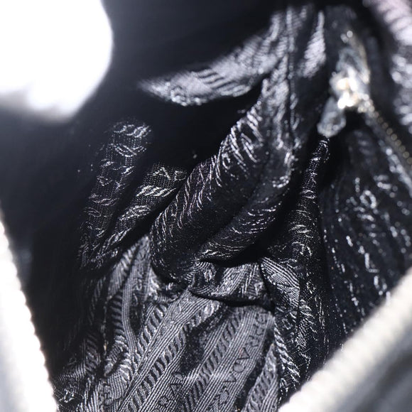 PRADA Shoulder Bag Nylon Black Silver Auth YKZ1103