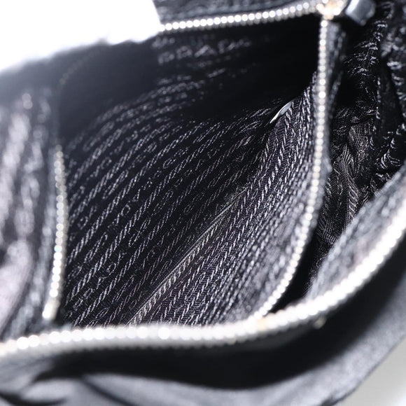 PRADA Shoulder Bag Nylon Black Silver Auth YKZ1103