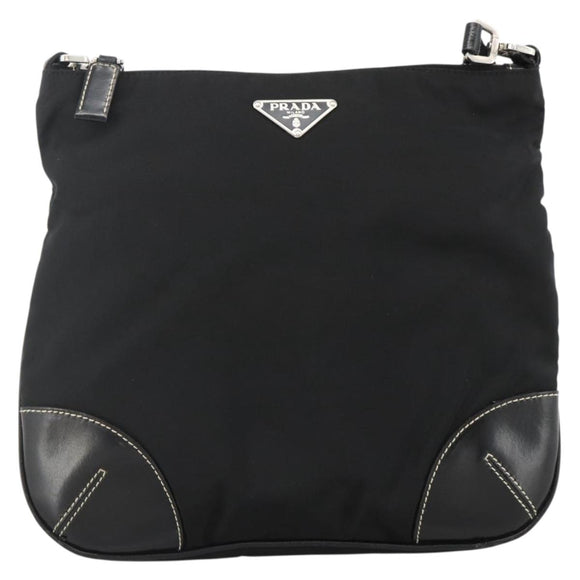 PRADA Shoulder Bag Nylon Black Silver Auth YKZ1103