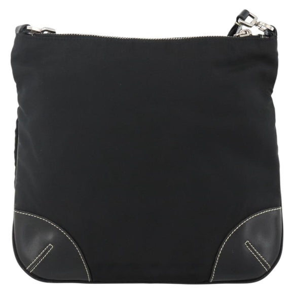 PRADA Shoulder Bag Nylon Black Silver Auth YKZ1103