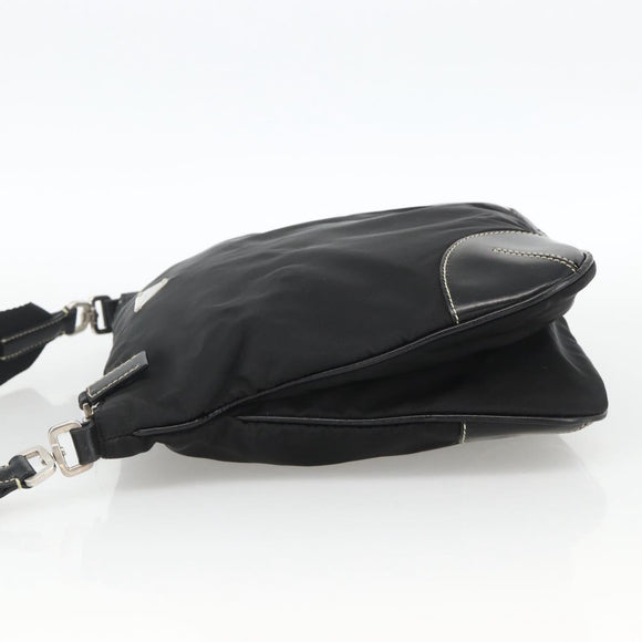 PRADA Shoulder Bag Nylon Black Silver Auth YKZ1103