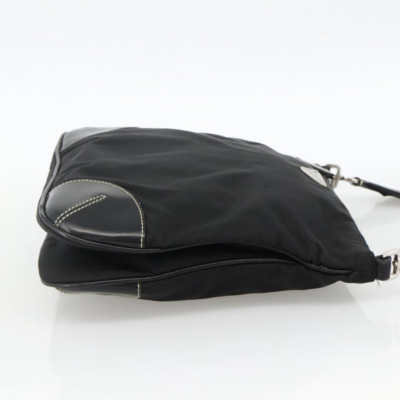 PRADA Shoulder Bag Nylon Black Silver Auth YKZ1103