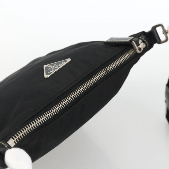 PRADA Shoulder Bag Nylon Black Silver Auth YKZ1103