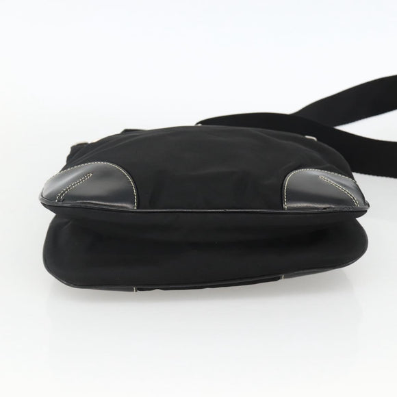 PRADA Shoulder Bag Nylon Black Silver Auth YKZ1103