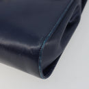 Salvatore Ferragamo Gancini Shoulder Bag Leather Navy Gold Auth YKZ1104-9