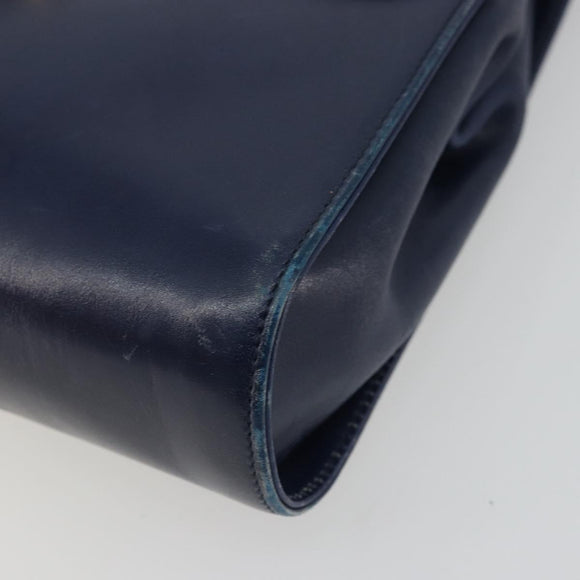 Salvatore Ferragamo Gancini Shoulder Bag Leather Navy Gold Auth YKZ1104