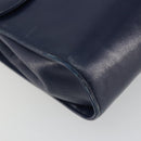 Salvatore Ferragamo Gancini Shoulder Bag Leather Navy Gold Auth YKZ1104-14