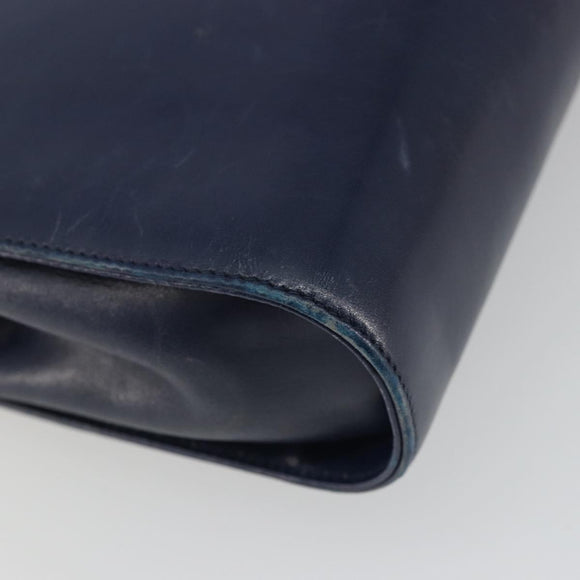 Salvatore Ferragamo Gancini Shoulder Bag Leather Navy Gold Auth YKZ1104